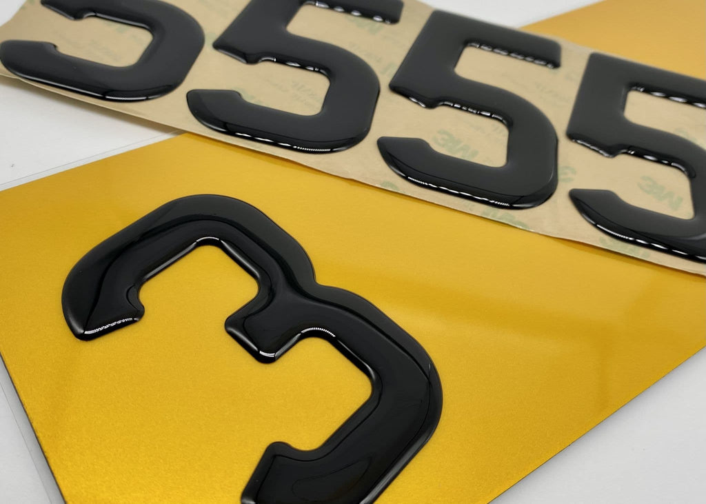 3D BLACK GEL NUMBER PLATE LETTERS