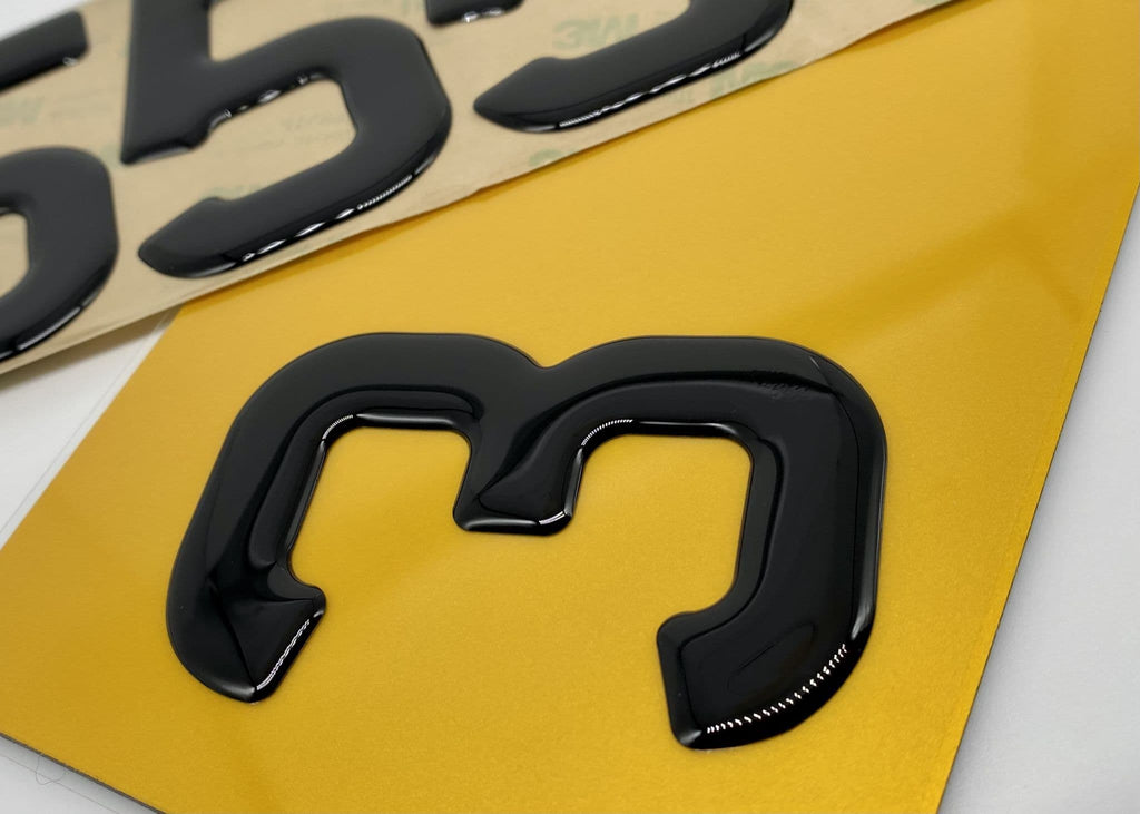 3D BLACK GEL NUMBER PLATE LETTERS
