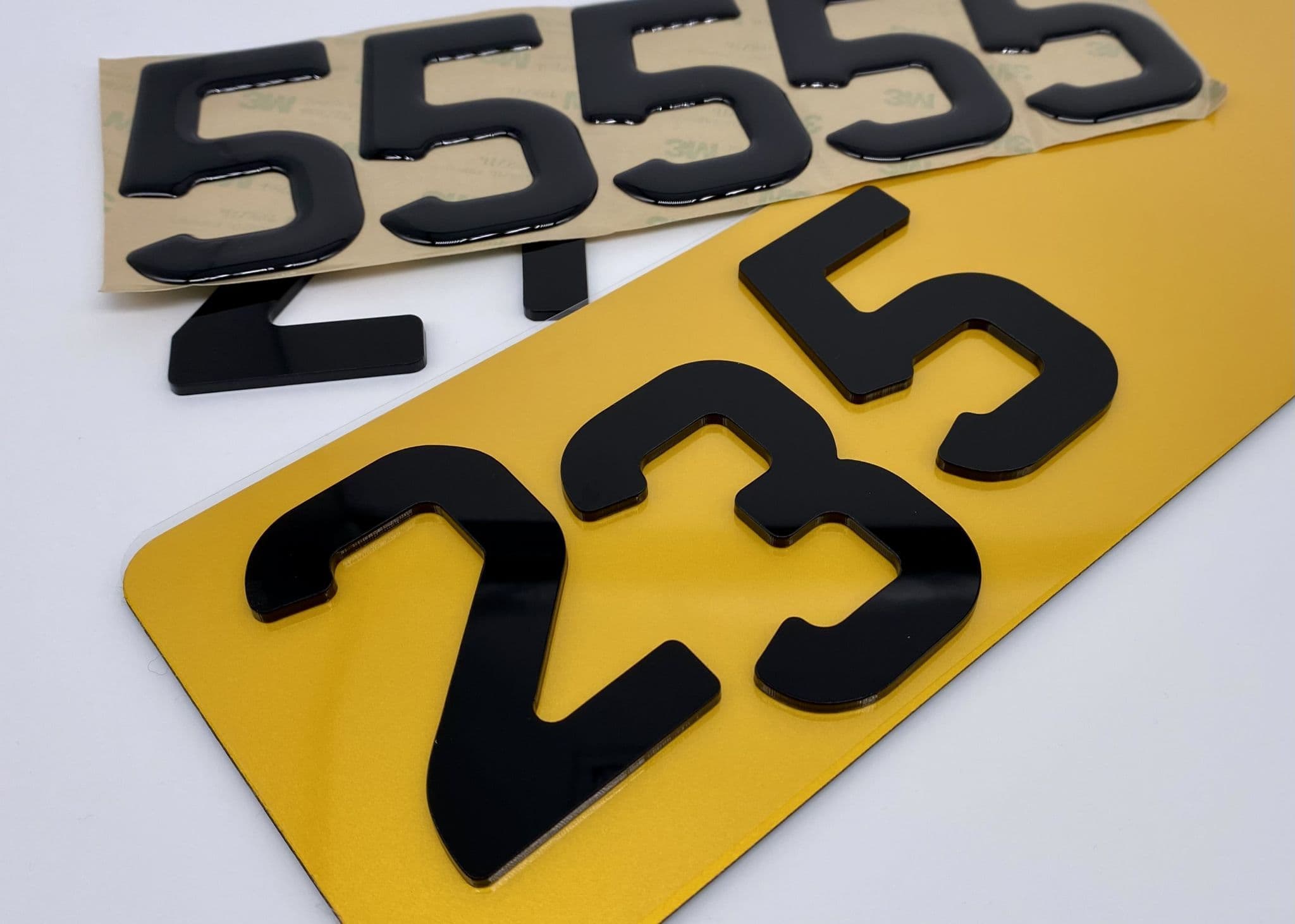 4D LASER CUT NUMBER PLATE LETTERS BLACK 3D 3mm ROUNDED FOR USE WITH GEL