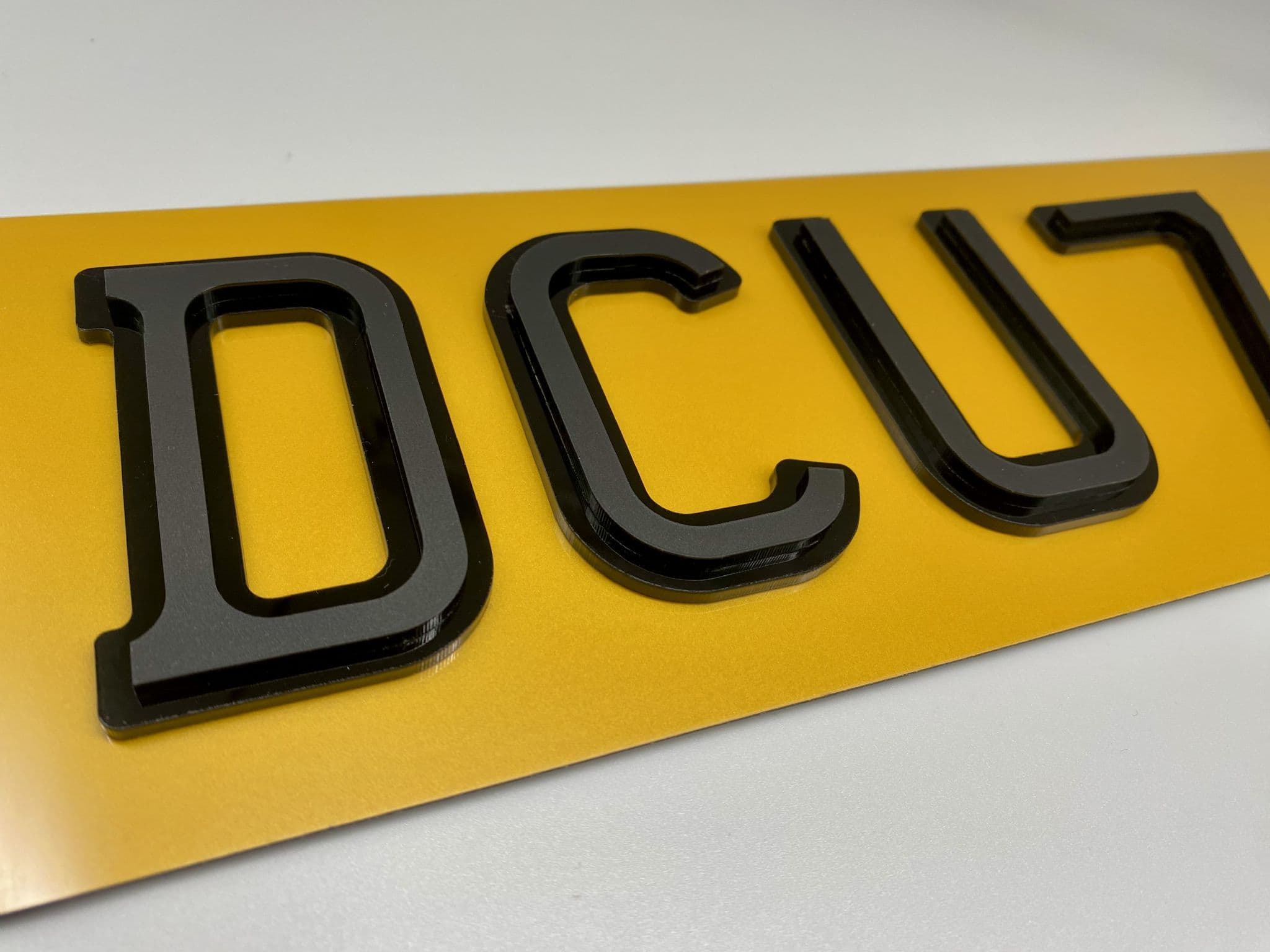 4D LASER CUT NUMBER PLATE LETTERS BLACK 3D 3mm ROUNDED FOR USE WITH GEL