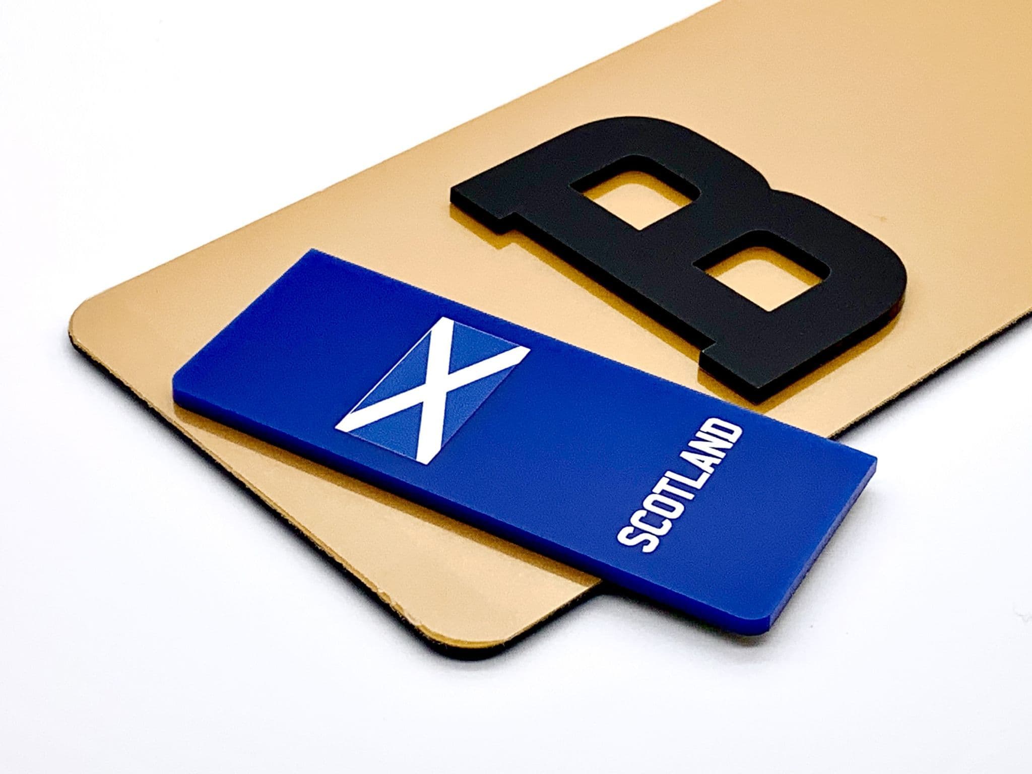 4D SCOTLAND NUMBER PLATE BADGE FLAG - PAIR