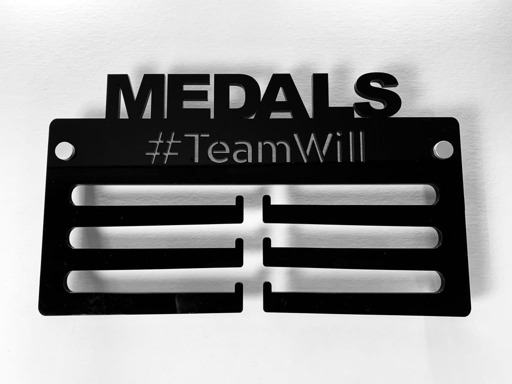 BESPOKE Medal Display Hanger Holder Black Acrylic with fixings & FREE POST 295mm