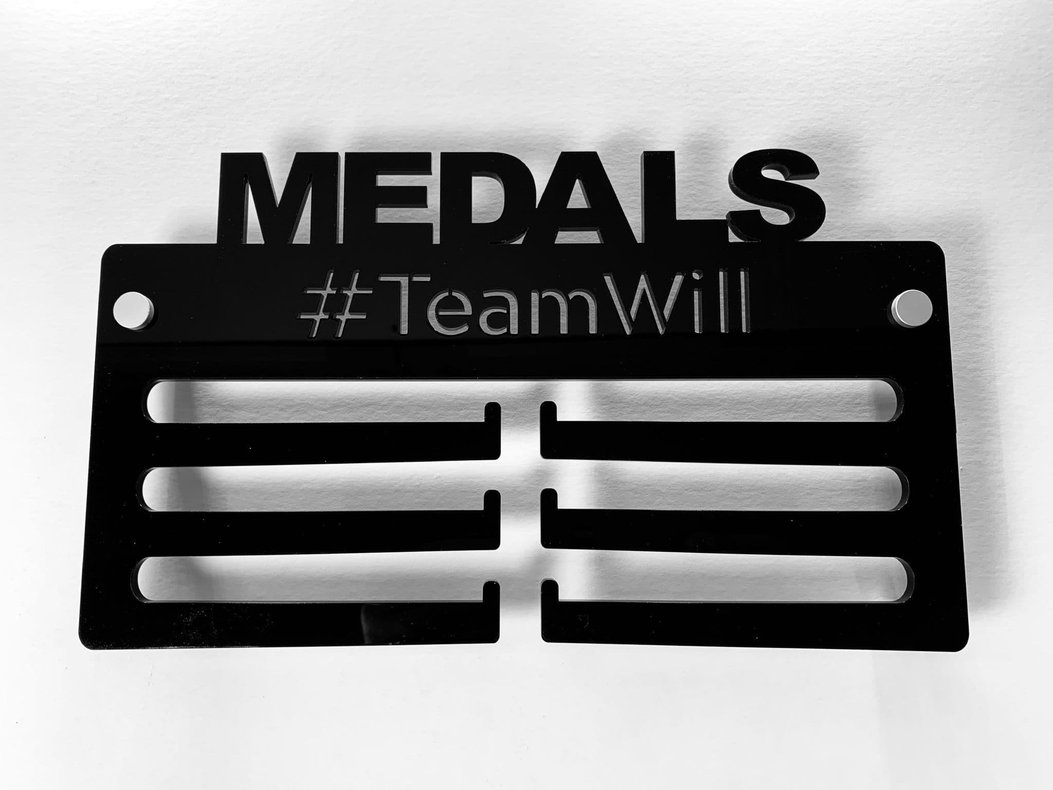 BESPOKE Medal Display Hanger Holder Black Acrylic with fixings & FREE POST 295mm