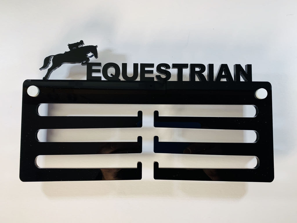 EQUESTRIAN Medal Display -  Hanger Holder Black Acrylic with fixings & FREE POST