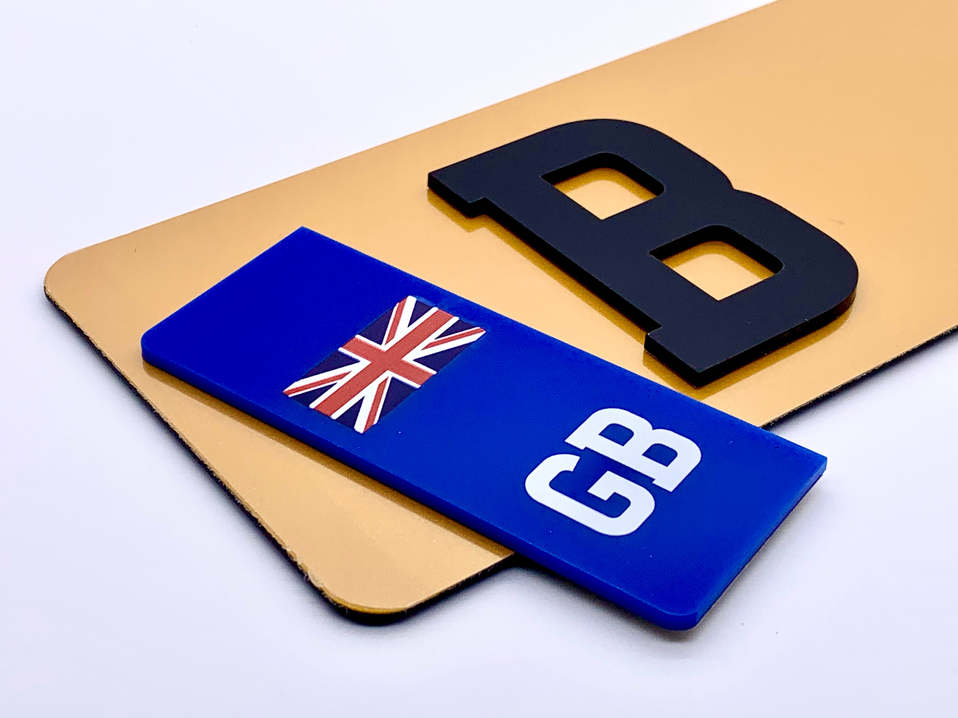 NUMBER PLATE BADGE FLAG - PAIR