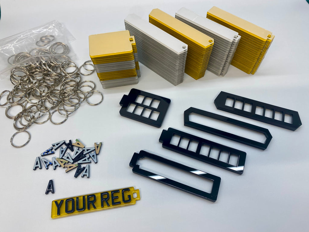 4D Laser Cut Car Number Plate Keyring Set