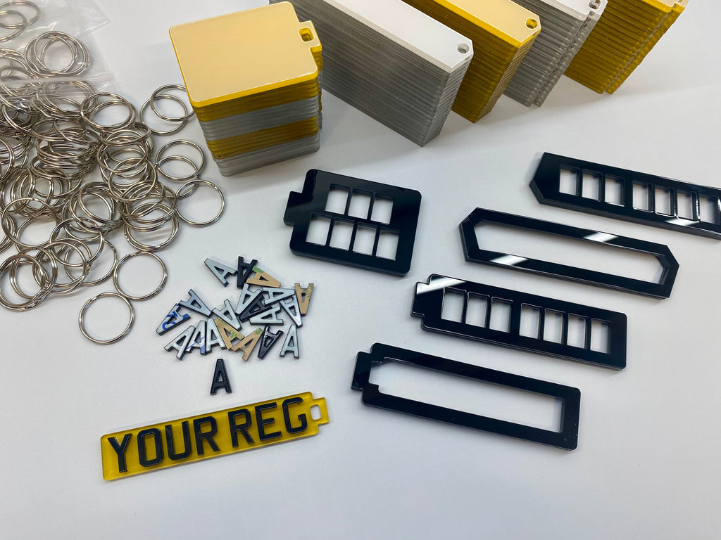 4D Laser Cut Car Number Plate Keyring Set