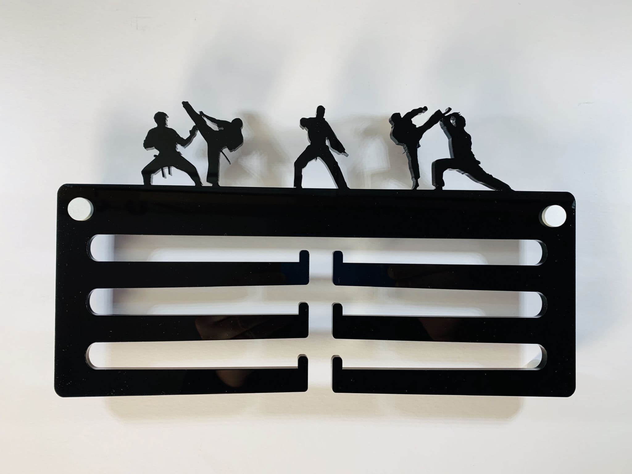 Martial Arts Medal Display - Belts Hanger Holder Black Acrylic with fixings & FREE POST