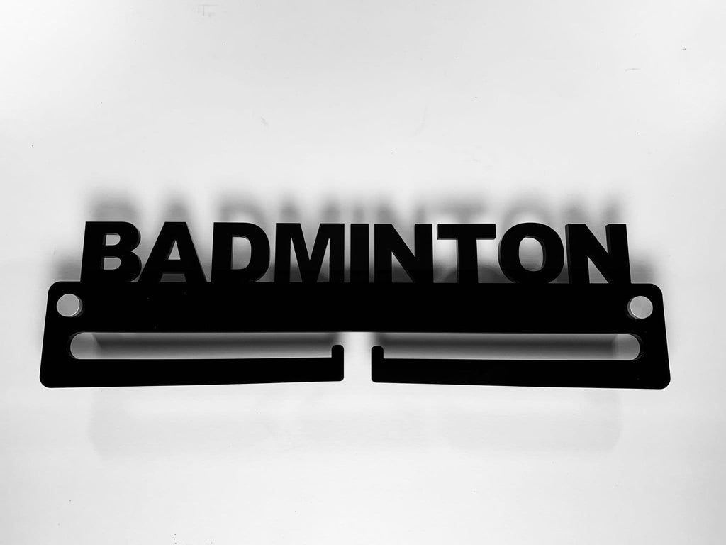 Medal Display Hanger Holder BADMINTON Black Acrylic with fixings & FREE POST