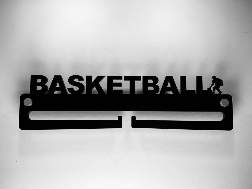 Medal Display Hanger Holder BASKETBALL Black Acrylic with fixings & FREE POST