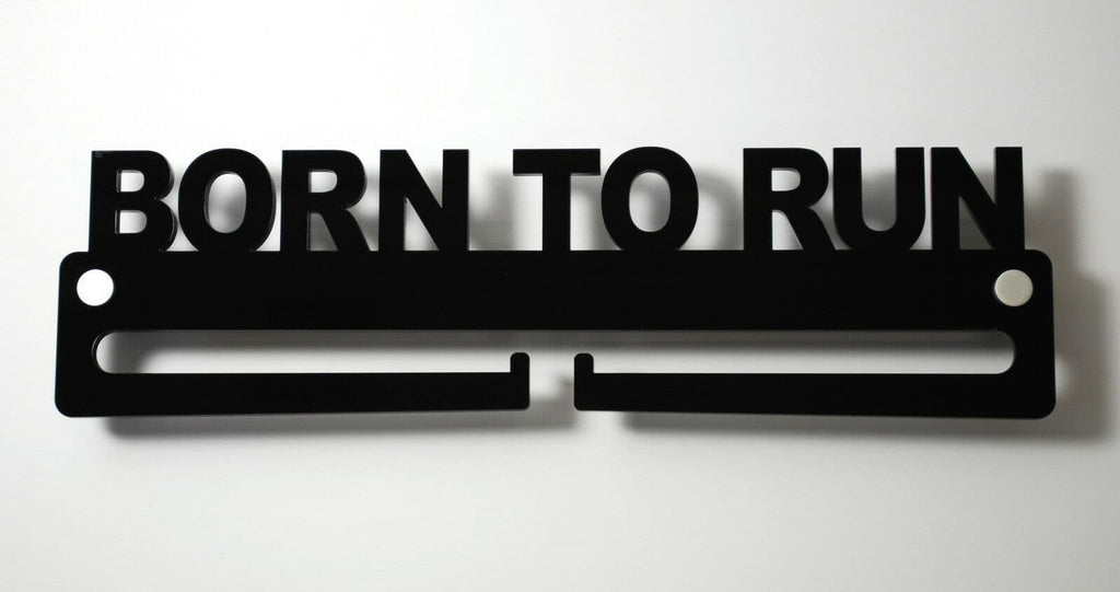 Medal Display Hanger Holder BORN TO RUN Black Acrylic with fixings & FREE POST