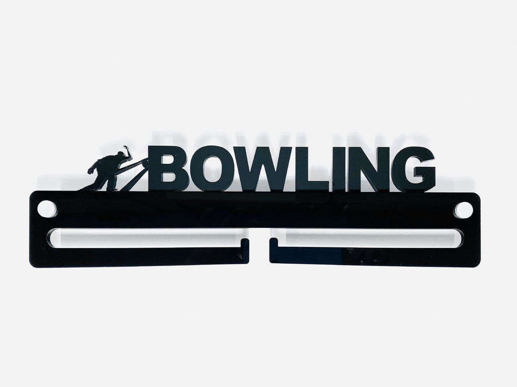Medal Display Hanger Holder BOWLING Black Acrylic with fixings & FREE POST