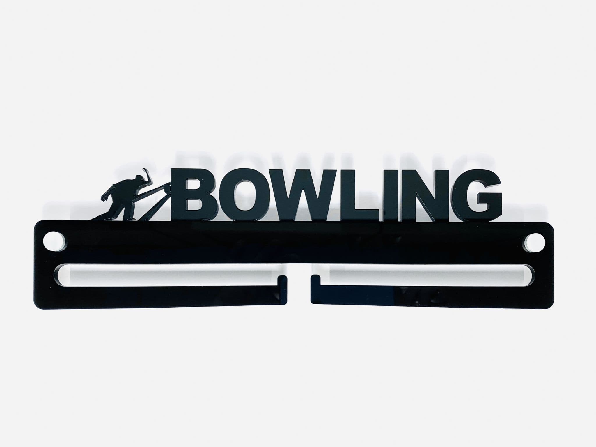 Medal Display Hanger Holder BOWLING Black Acrylic with fixings & FREE POST