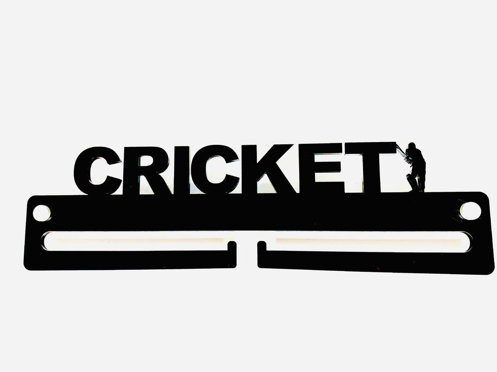 Medal Display Hanger Holder CRICKET Black Acrylic with fixings & FREE POST