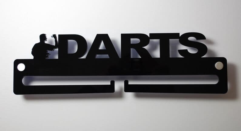 Medal Display Hanger Holder DARTS Black Acrylic / Fixings Free Post