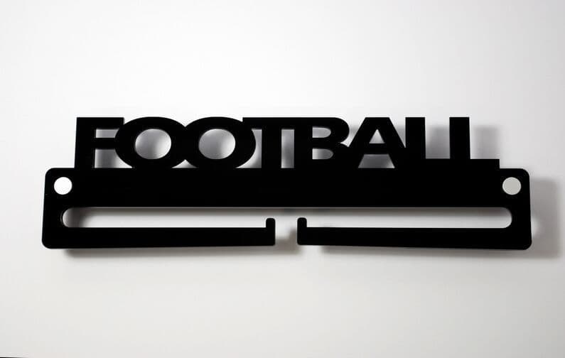 Medal Display Hanger Holder FOOTBALL Black Acrylic with fixings & FREE POST