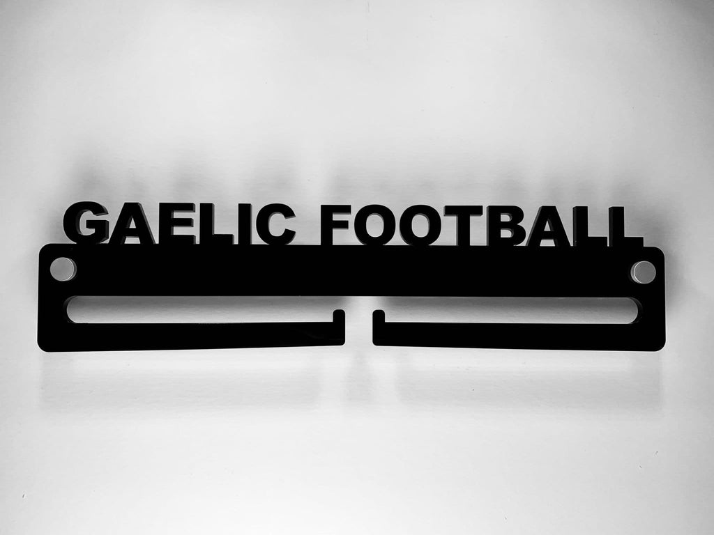 Medal Display Hanger Holder GAELIC FOOTBALL Black Acrylic with fixings & FREE POST