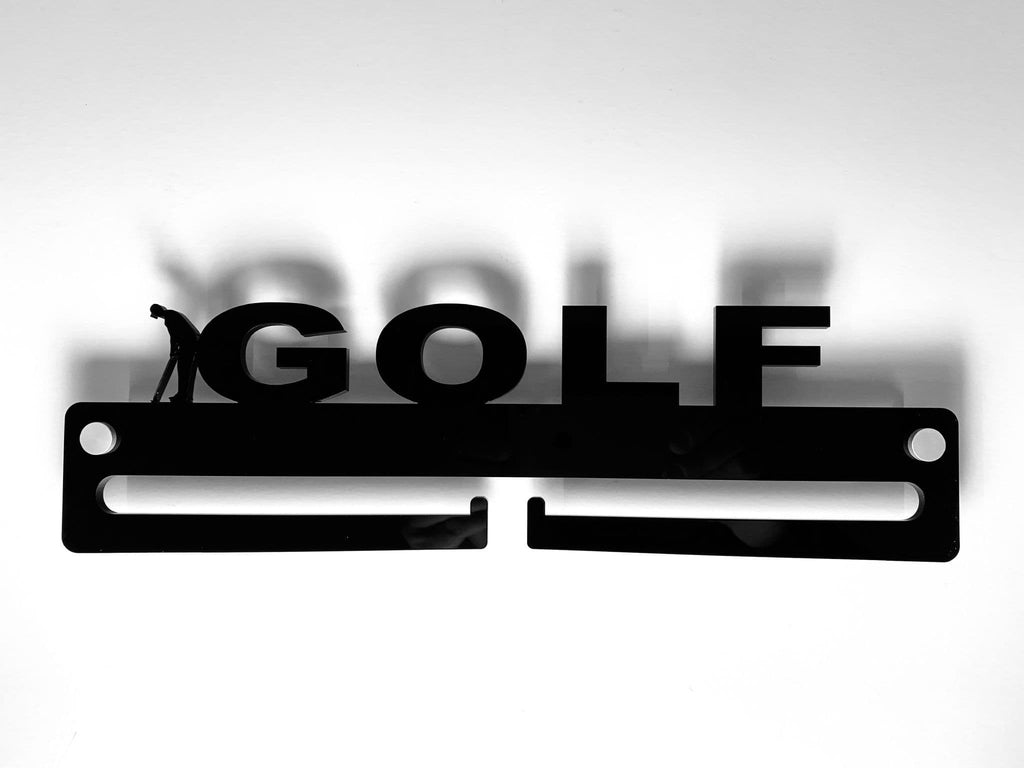 Medal Display Hanger Holder GOLF Black Acrylic with fixings & FREE POST