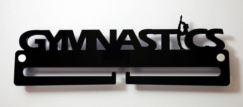 Medal Display Hanger Holder GYMNASTICS Female Black Acrylic & fixings FREE POST