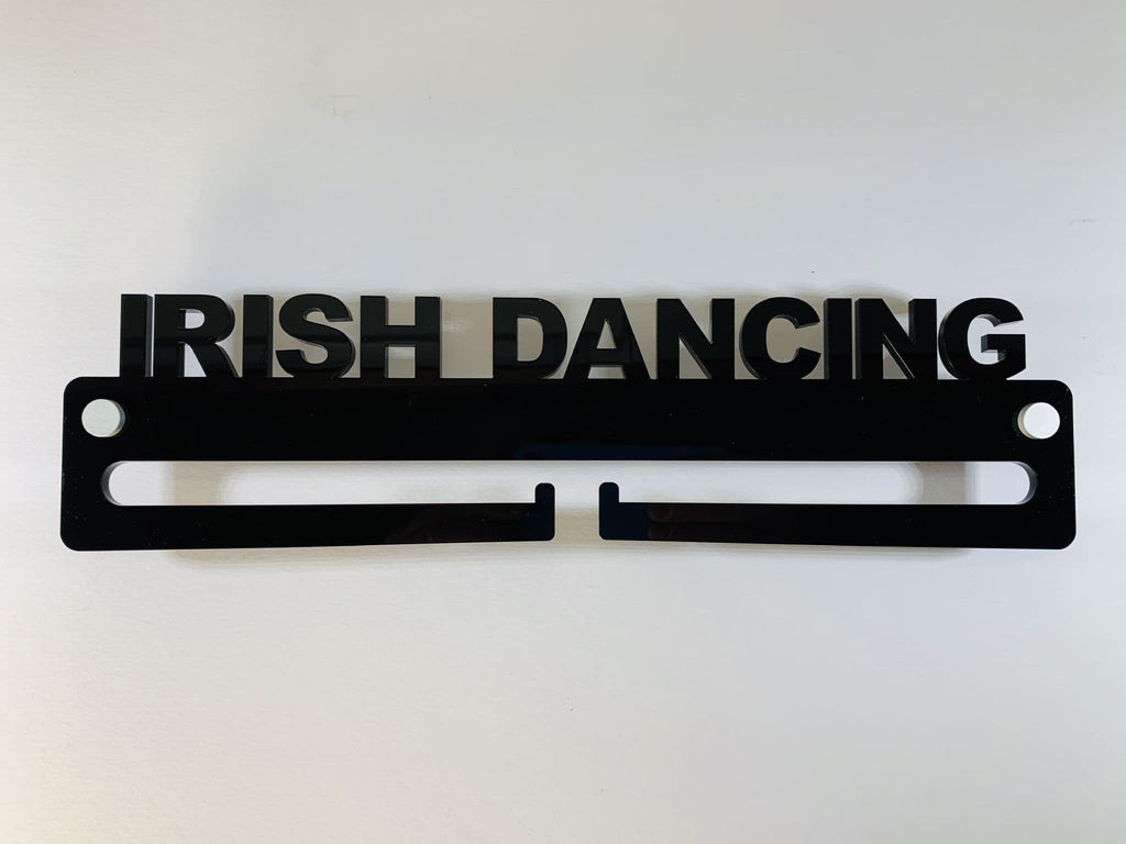 Medal Display Hanger Holder IRISH DANCING Black Acrylic with fixings & FREE POST