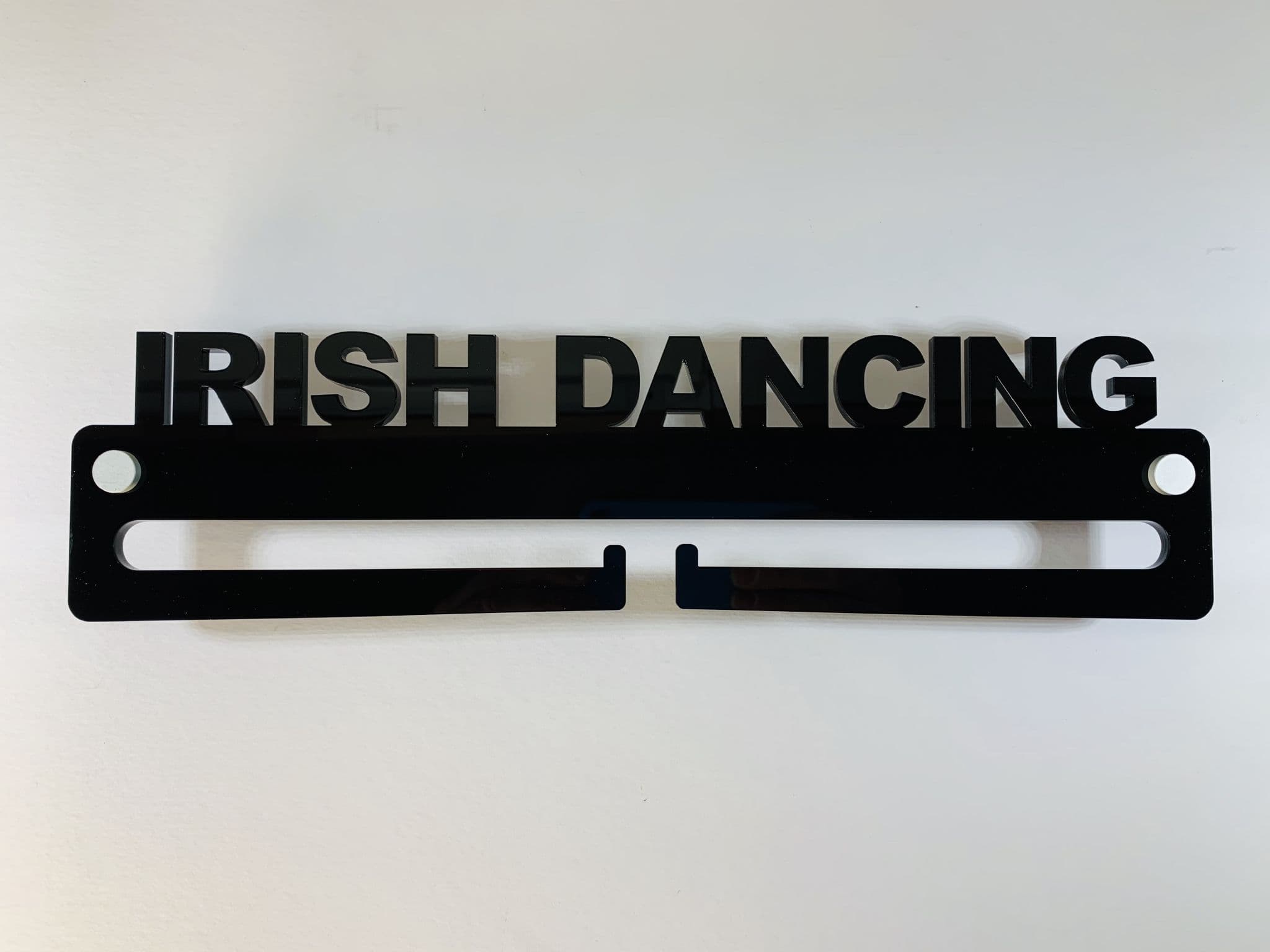 Medal Display Hanger Holder IRISH DANCING Black Acrylic with fixings & FREE POST