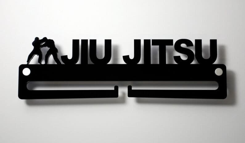 Medal Display Hanger Holder JIU JITSU Black Acrylic with fixings & FREE POST