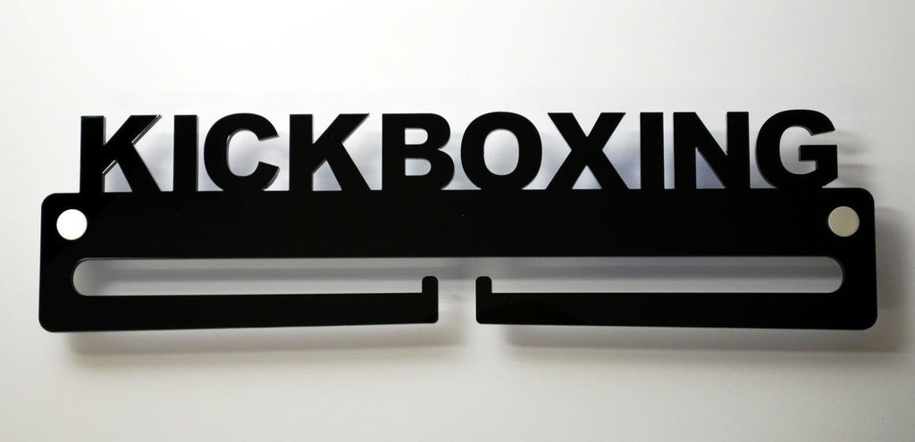 Medal Display Hanger Holder KICKBOXING Black Acrylic with fixings & FREE POST