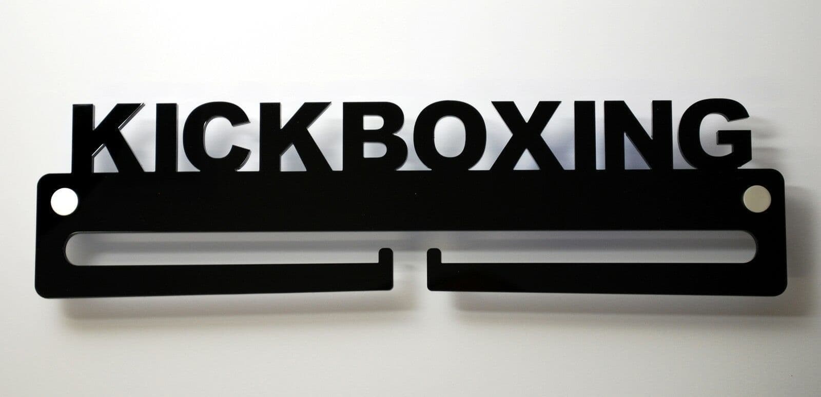Medal Display Hanger Holder KICKBOXING Black Acrylic with fixings & FREE POST