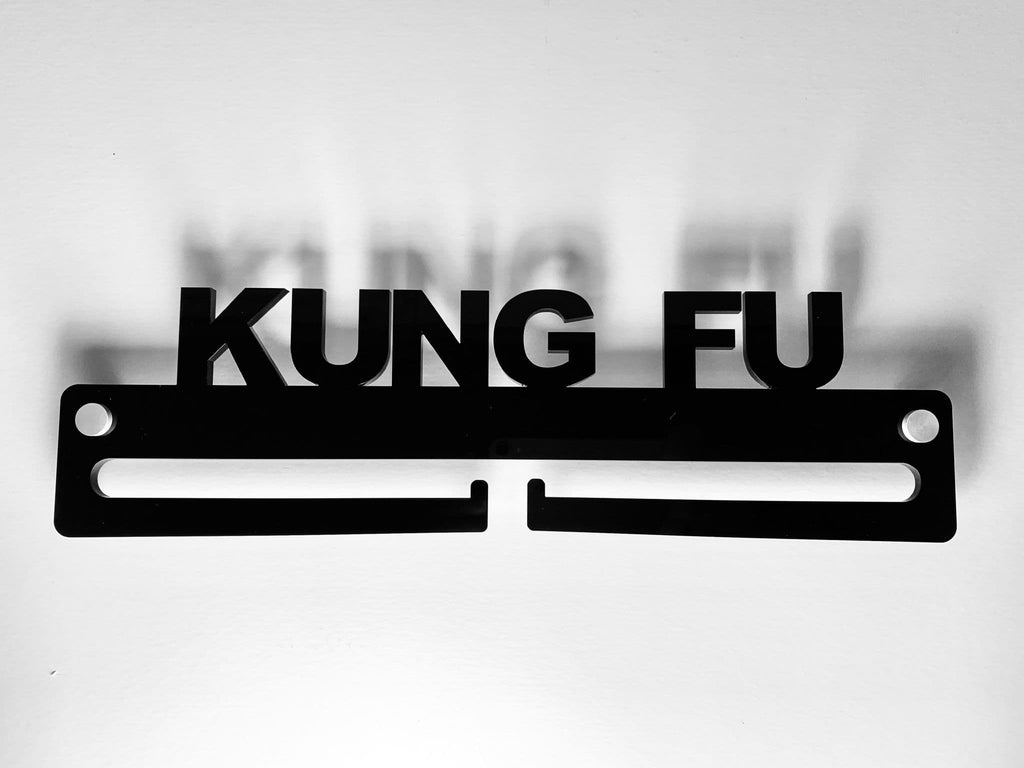 Medal Display Hanger Holder KUNG FU Black Acrylic with fixings & FREE POST