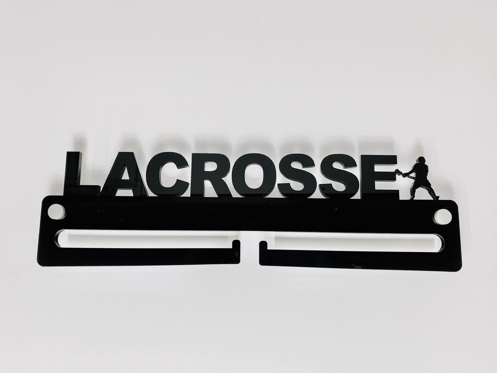Medal Display Hanger Holder LACROSSE Black Acrylic with fixings & FREE POST