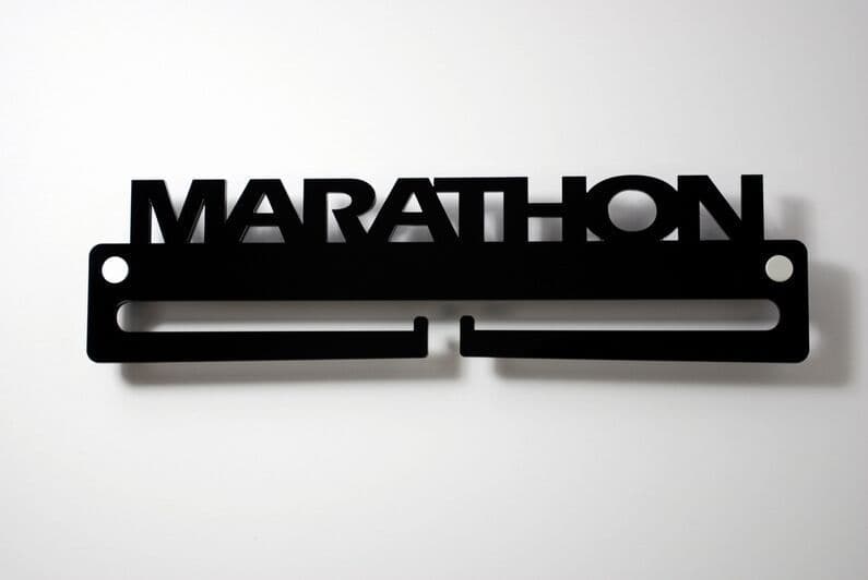 Medal Display Hanger Holder MARATHON Black Acrylic with fixings & FREE POST