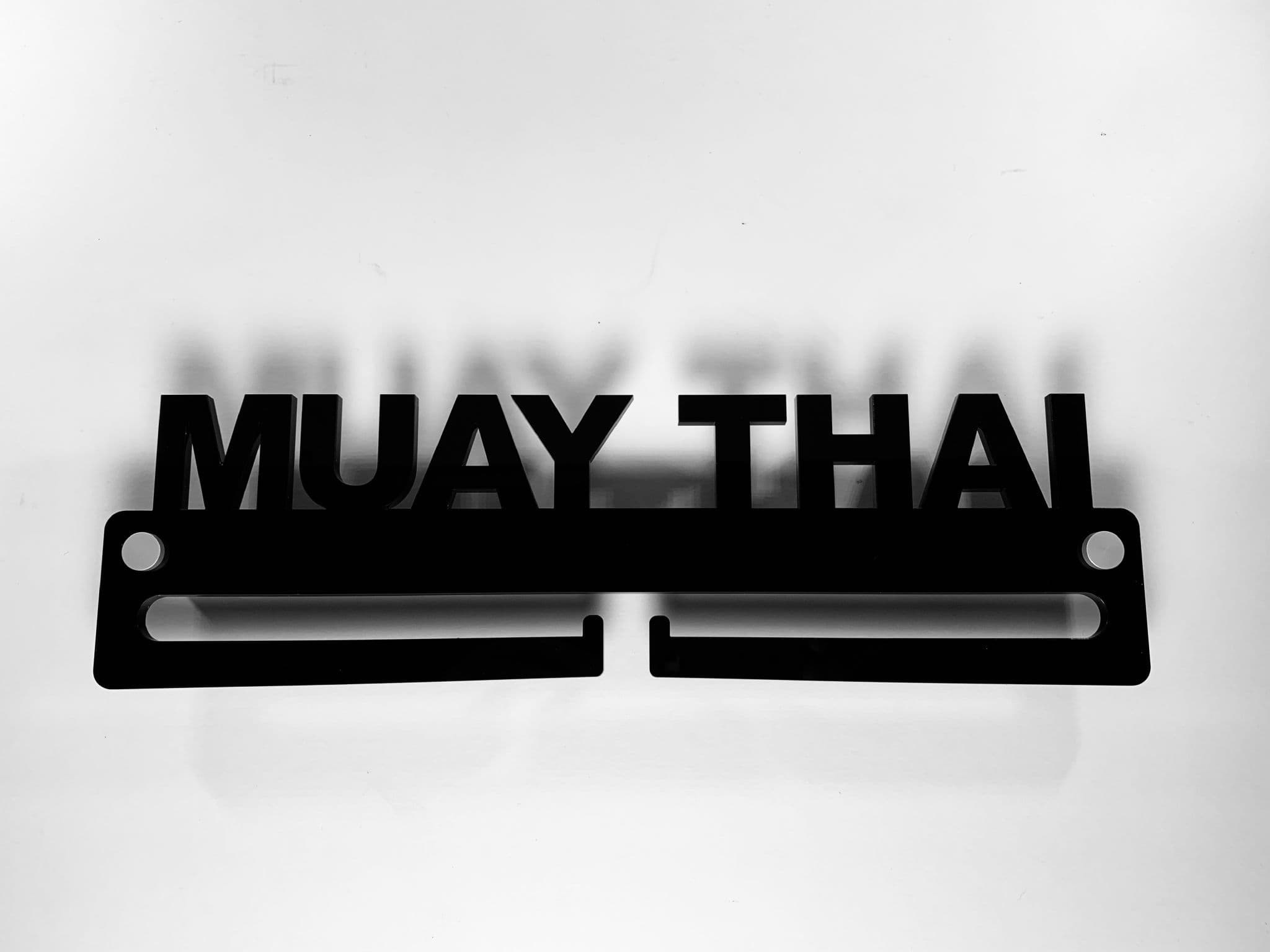 Medal Display Hanger Holder MUAY THAI Black Acrylic with fixings & FREE POST