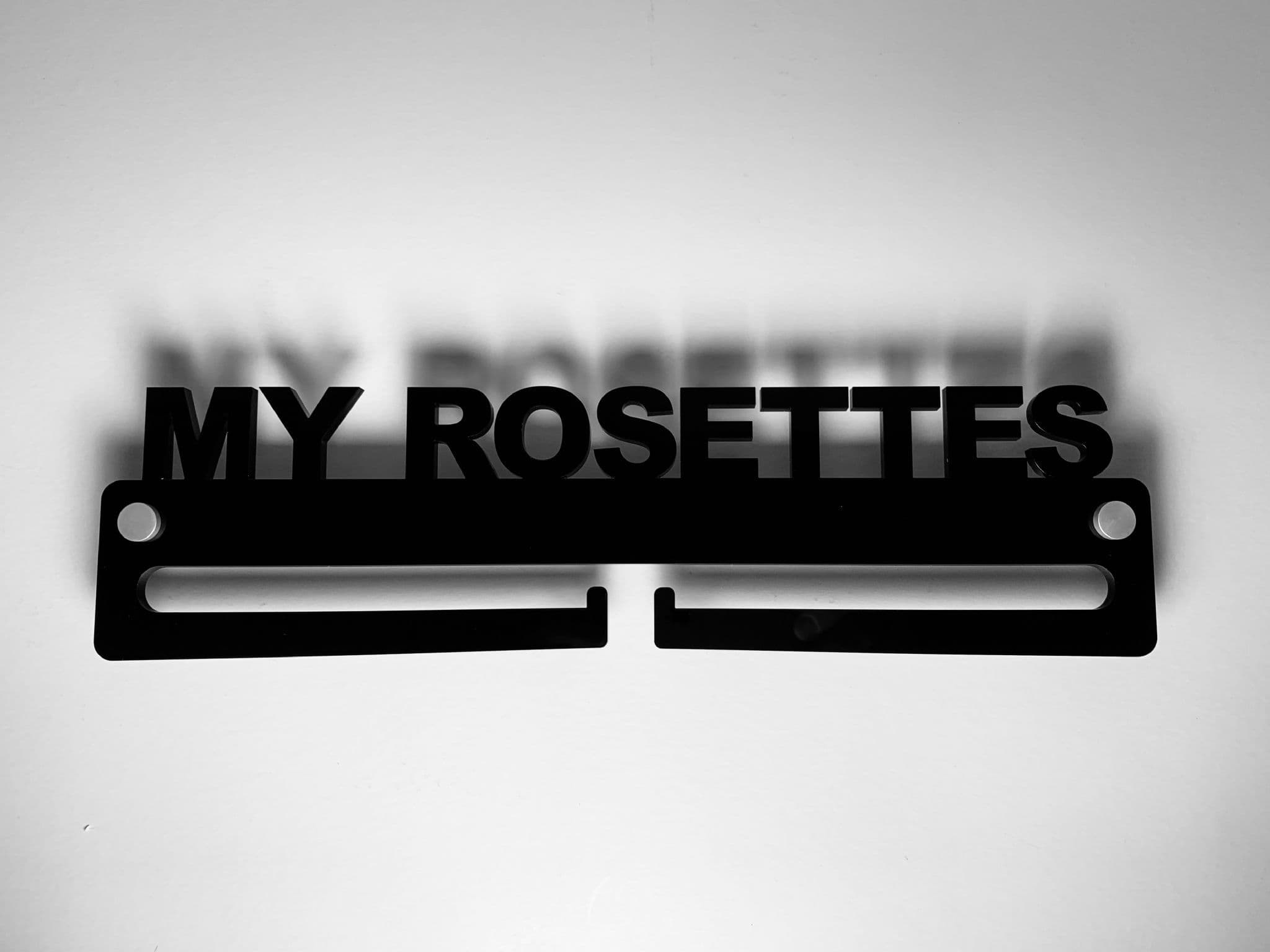 Medal Display Hanger Holder MY ROSETTES Black Acrylic with fixings & FREE POST