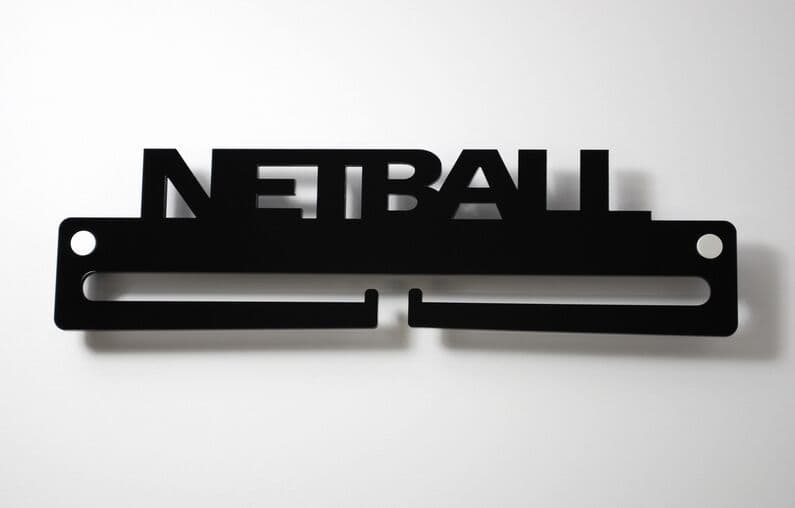 Medal Display Hanger Holder NETBALL Black Acrylic with fixings & FREE POST
