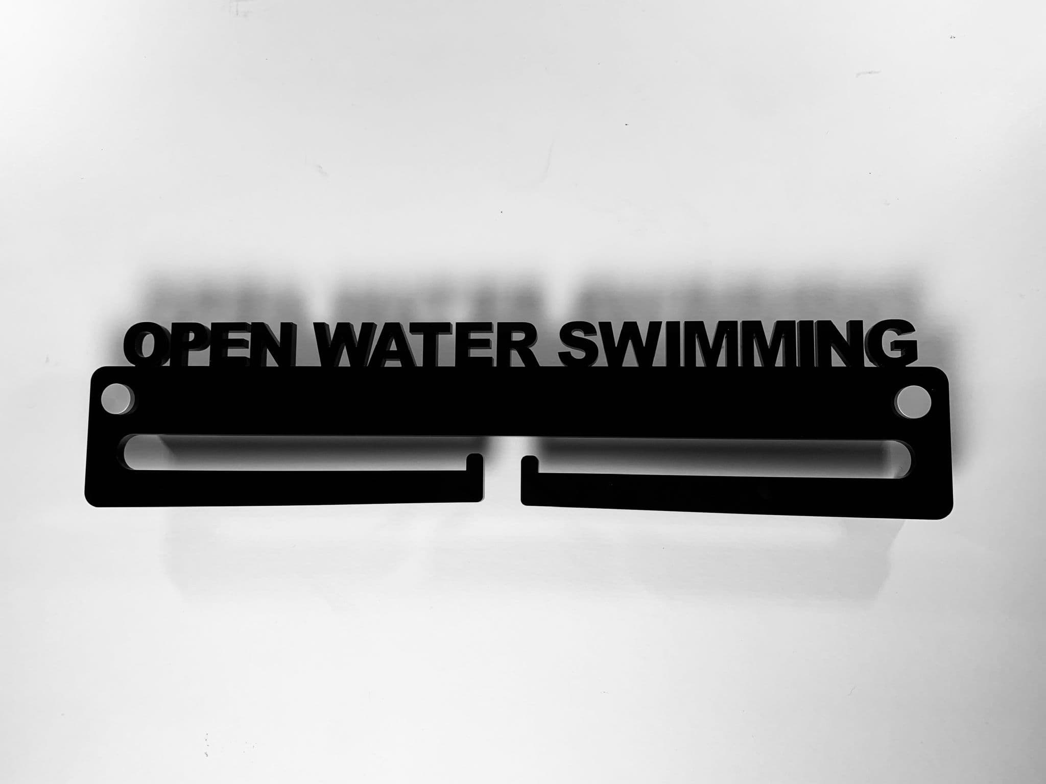 Medal Display Hanger Holder OPEN WATER SWIMMING Black Acrylic with fixings & FREE POST