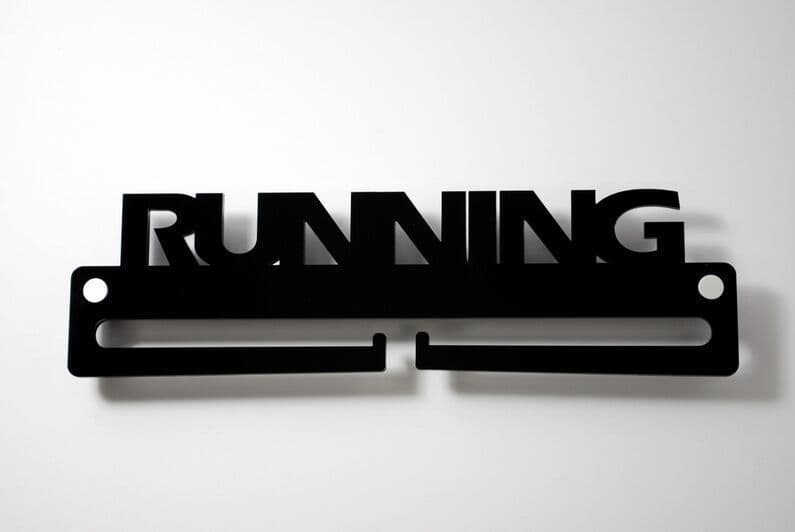 Medal Display Hanger Holder RUNNING Black Acrylic with fixings & FREE POST