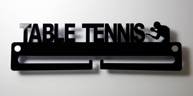 Medal Display Hanger Holder TABLE TENNIS Black Acrylic with fixings & FREE POST