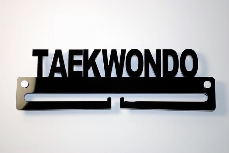 Medal Display Hanger Holder TAEKWONDO Black Acrylic with fixings & FREE POST