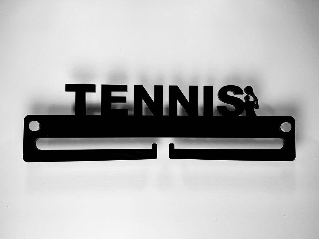 Medal Display Hanger Holder TENNIS Black Acrylic with fixings & FREE POST