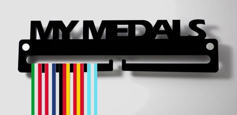 Medal Display Hanger Holder TRAMPOLINING Black Acrylic with fixings & FREE POST