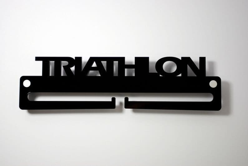 Medal Display Hanger Holder TRIATHLON Black Acrylic with fixings & FREE POST