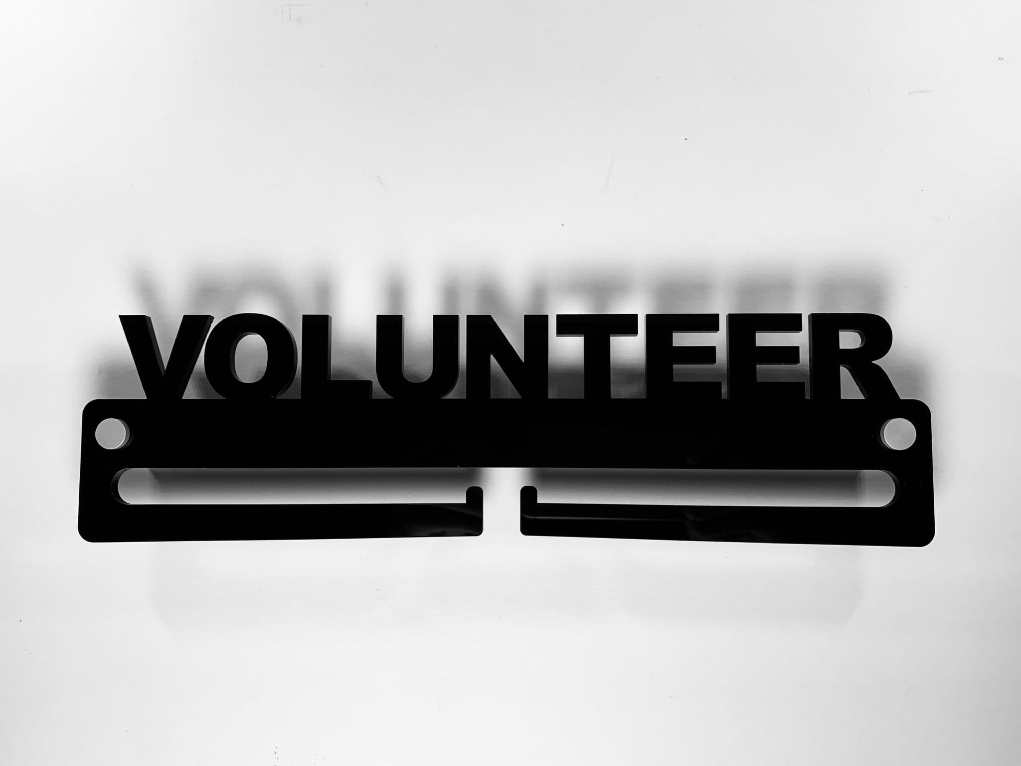 Medal Display Hanger Holder VOLUNTEER Black Acrylic with fixings & FREE POST