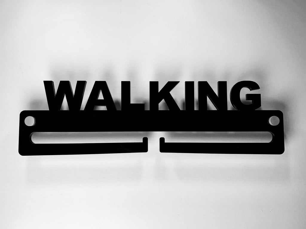 Medal Display Hanger Holder WALKING Black Acrylic with fixings & FREE POST